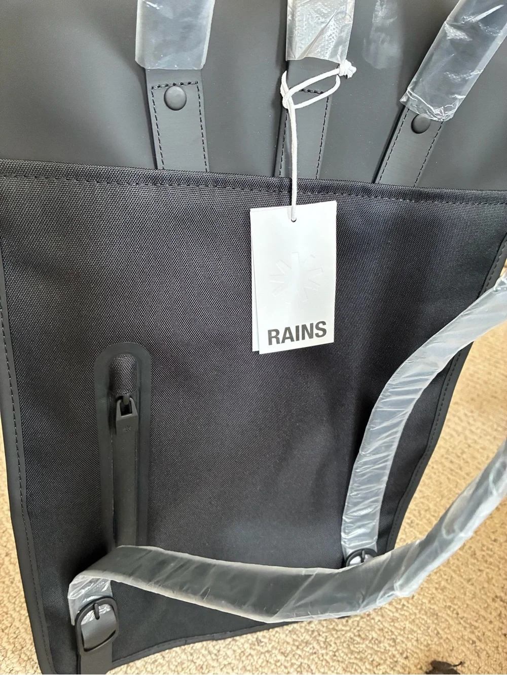 Rains Black Roll-Top Laptop Backpack